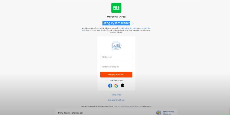 Đăng ký mở tài khoản trên sàn FBS 