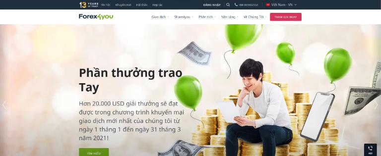 Forex4you có nhiều chương trình bonus cũng như cuộc thi Forex 